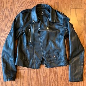 Faux leather jacket with zipper detailing